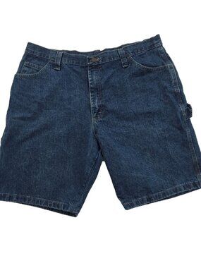 Wrangler Denim Carpenter's Shorts Mens 38 Med Wash All Cotton 64WC6DI 10" Inseam
